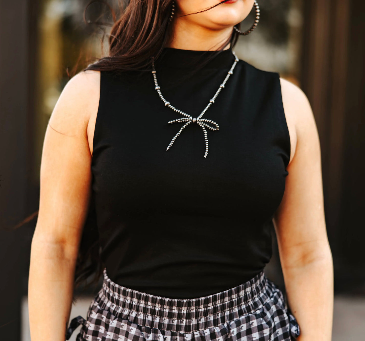 Cloud Mock Neck Black Tank