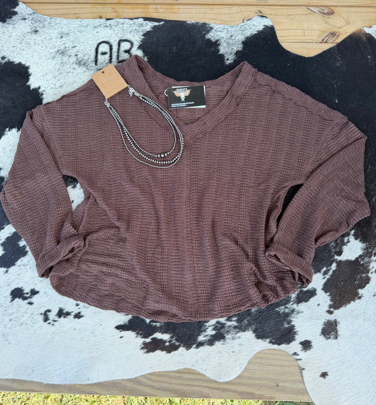 Cozy Chocolate Weave Top