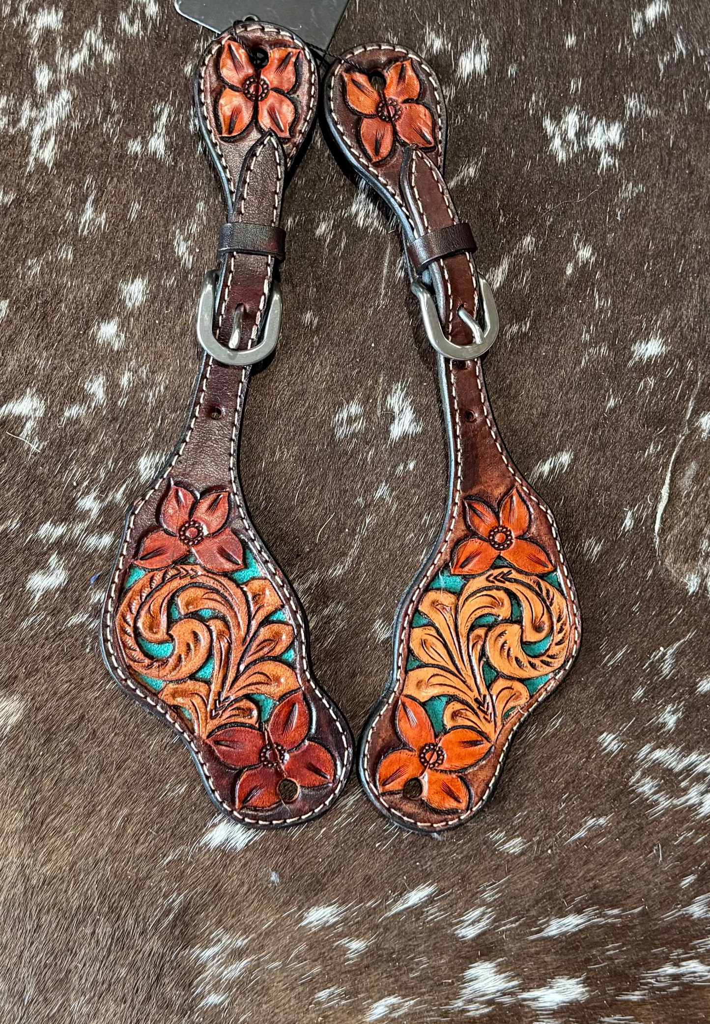 Red Flower Spur Straps