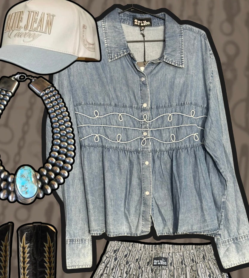 Loopty Lou Denim Longsleeve