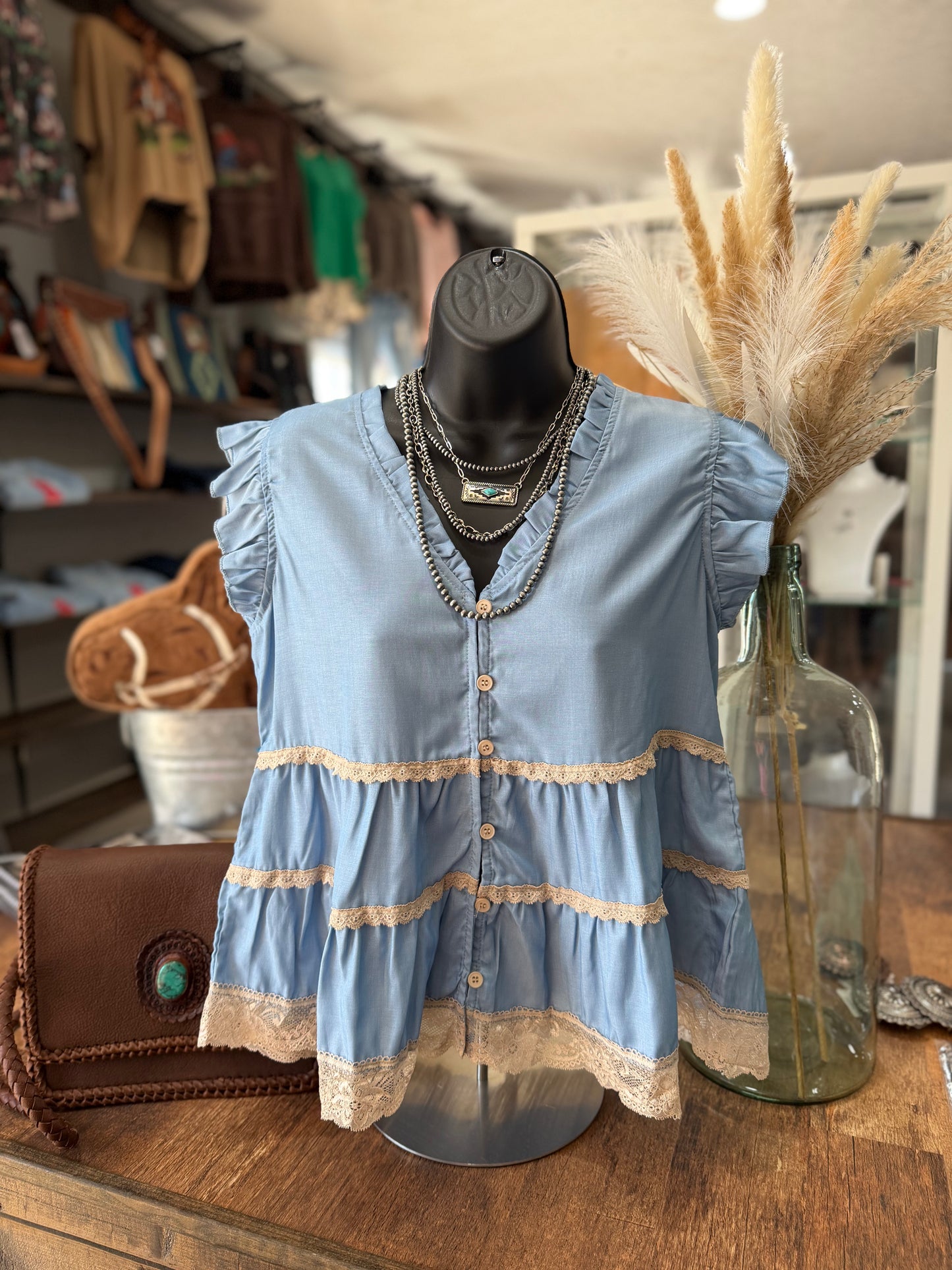 Denim Lace Top