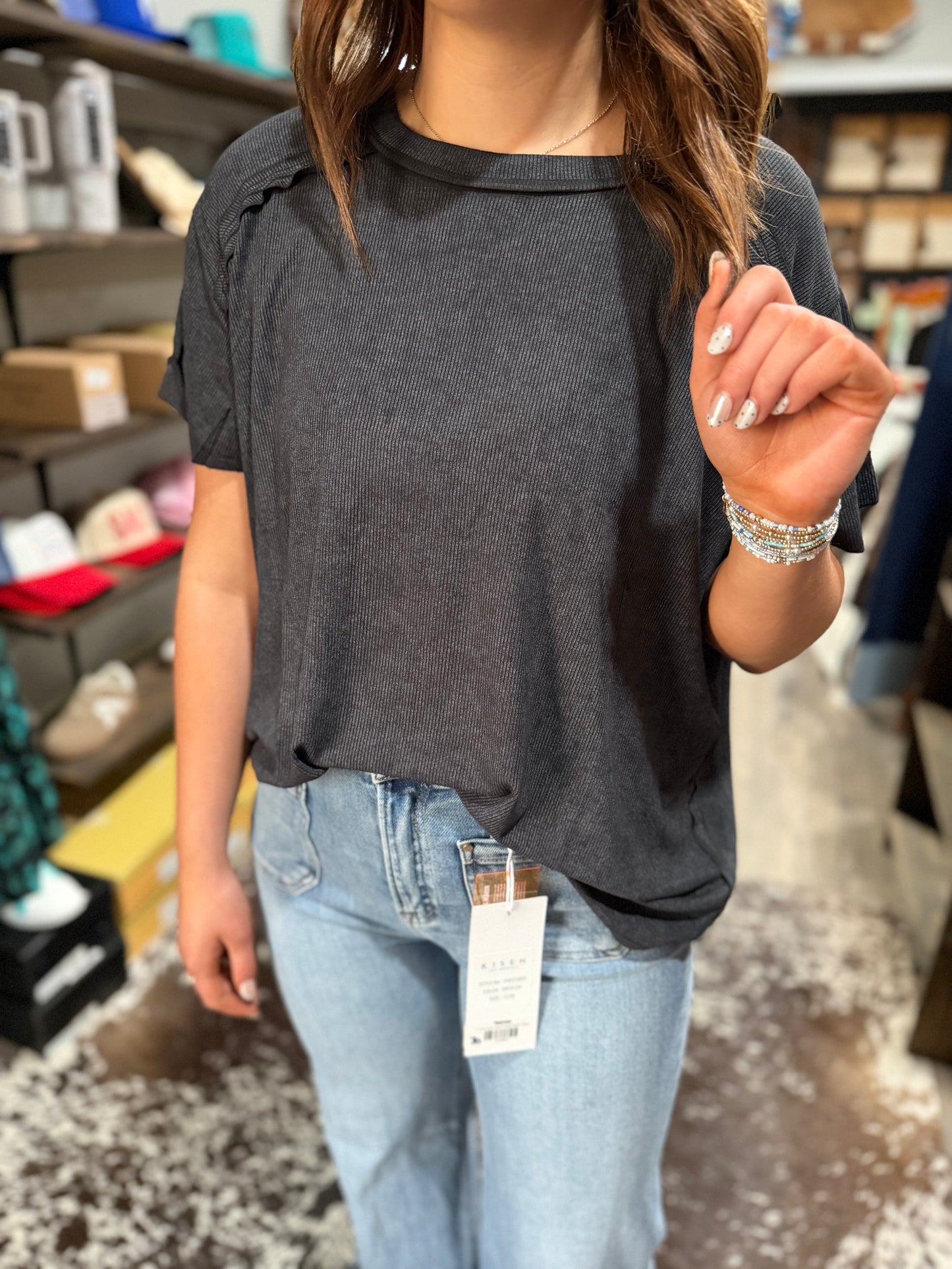 Black Mineral Soft Wash Top