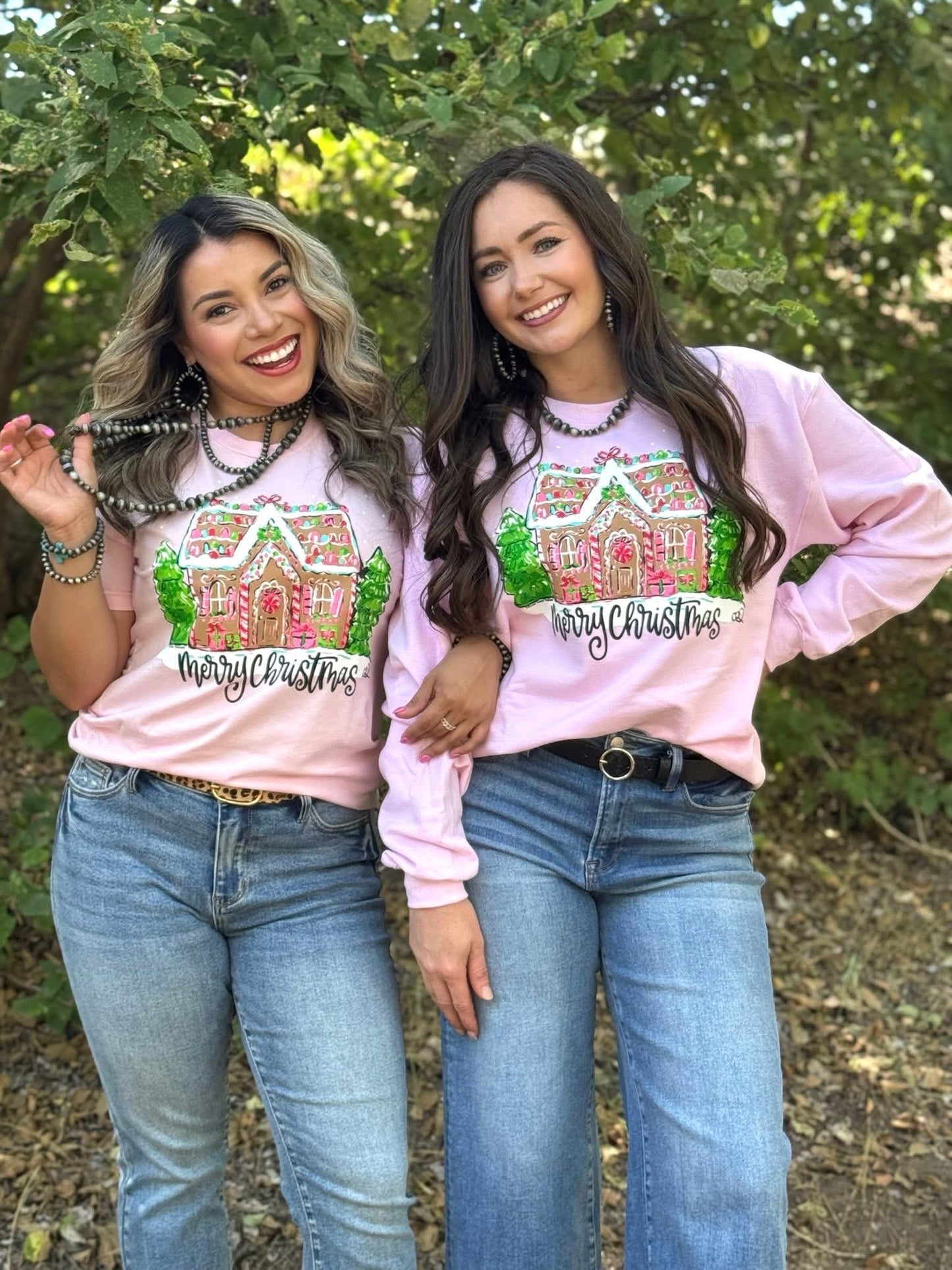 Gingerbread House Pink Crewneck