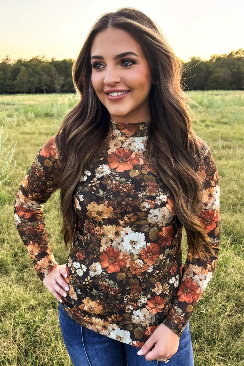 Maple Bloom Mesh Layering Top
