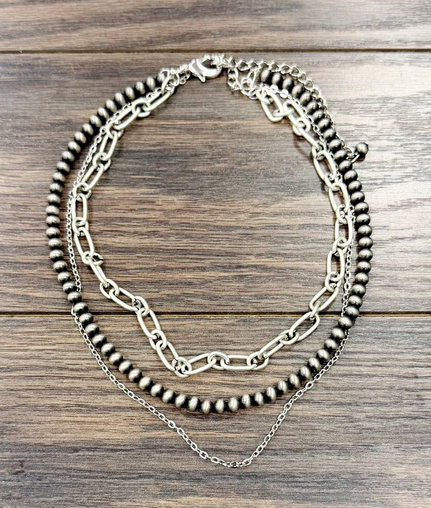3 Strand Edgy Faux Necklace