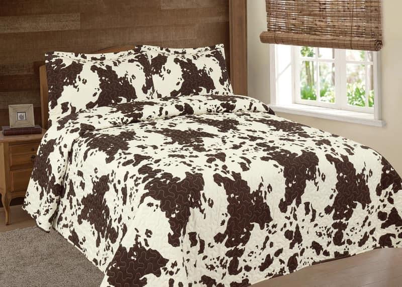 Western Cow Print 3 Piece Quilt Set