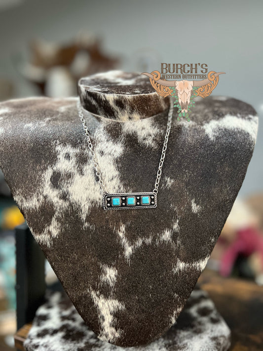 Turquoise Bar Faux Necklace