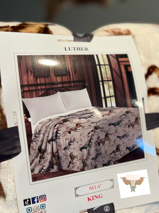 Tan Horses King Size Blanket