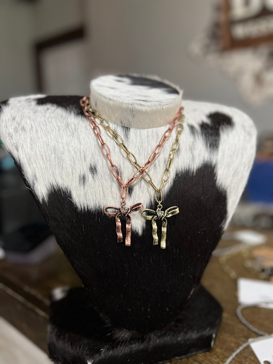 Faux Bow Necklace