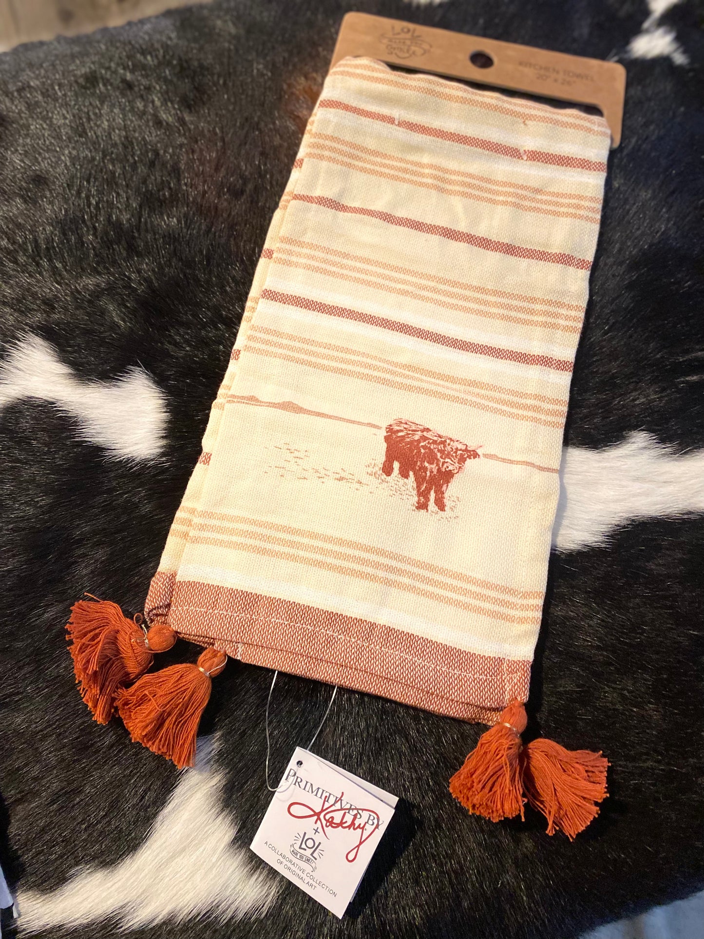 Kitchen Towel - Stripped Highland Cow