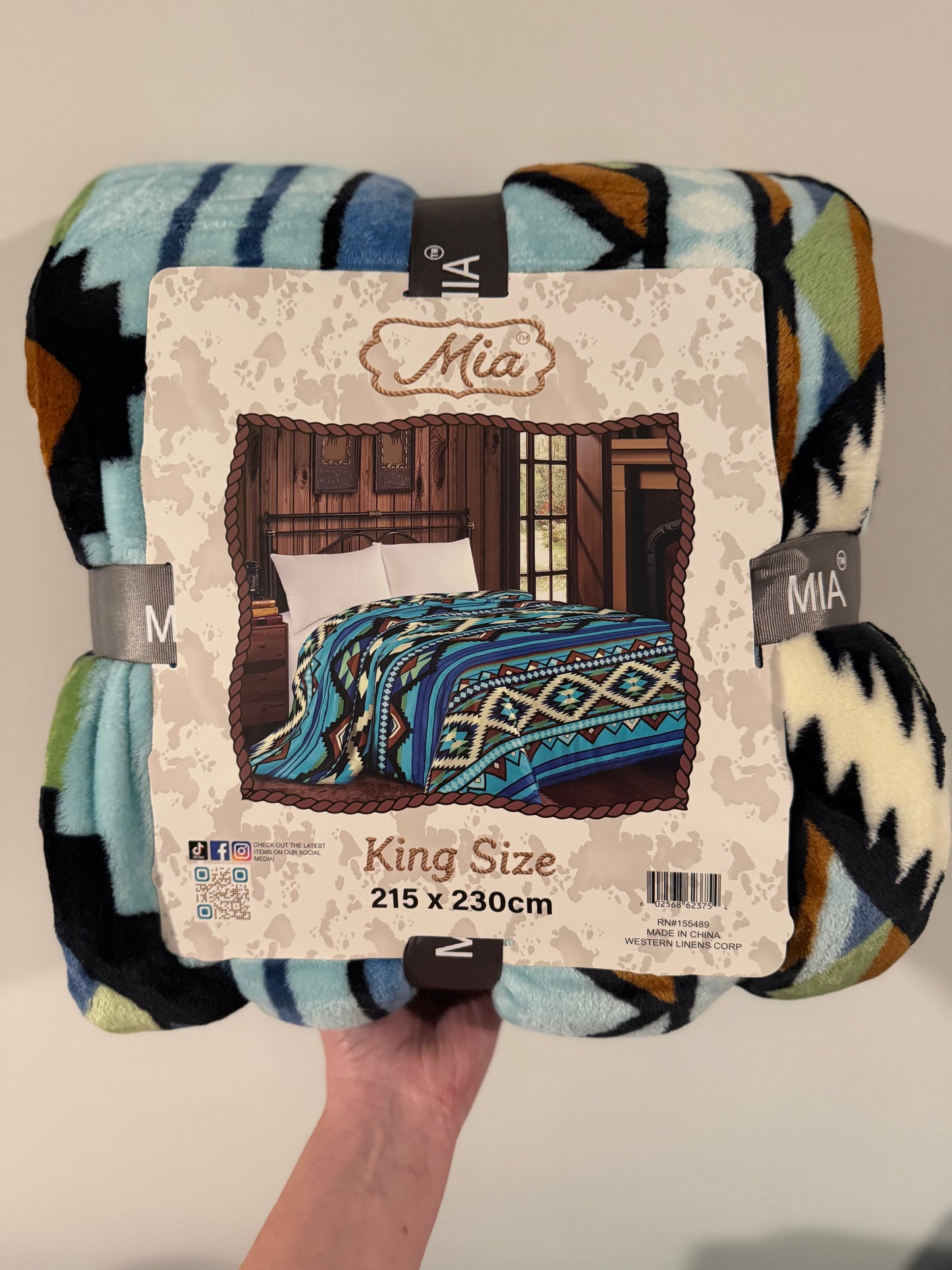 Blue/Green Aztec King Size Blanket