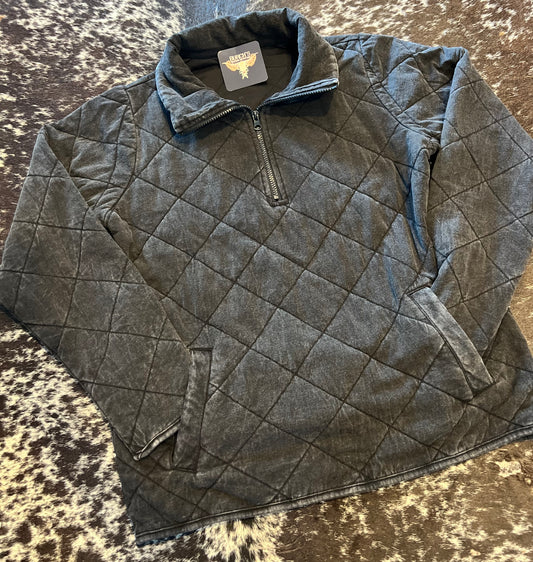 Quilted Teddy Quarter Zip *Smoke