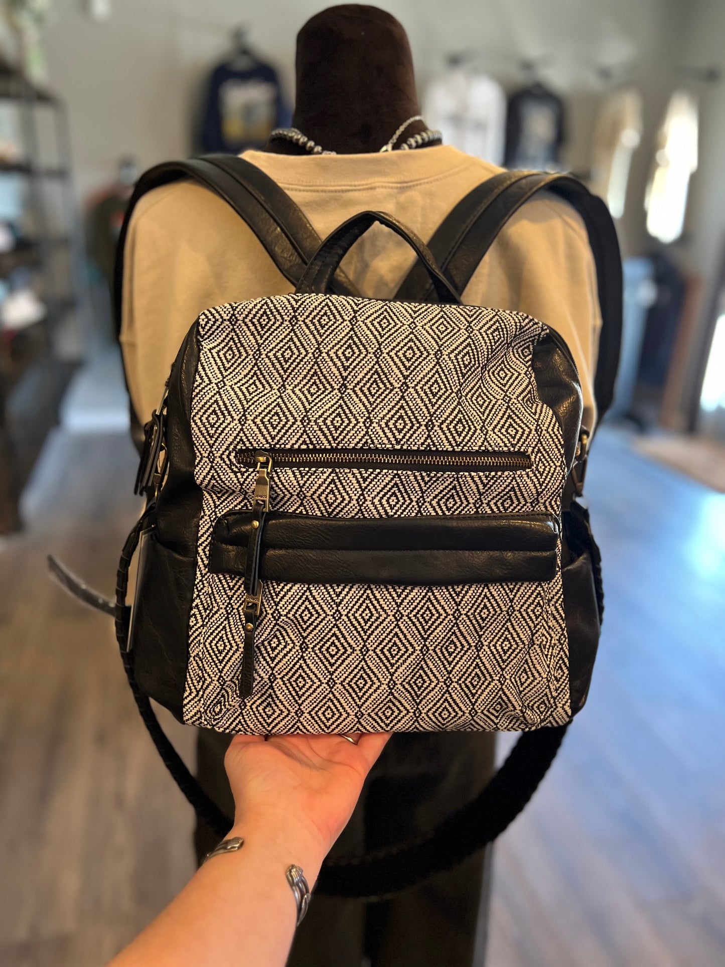 The Sarah Black Backpack Crossbody