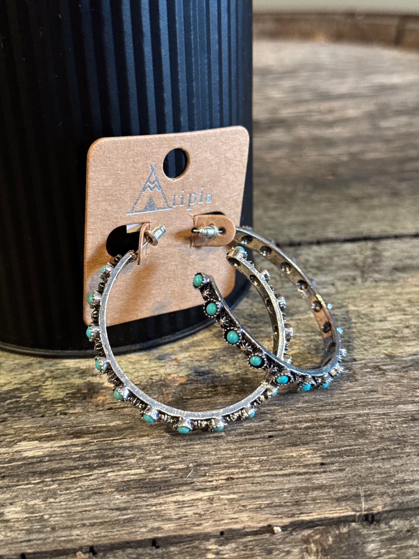 Turquoise Hoop Faux Earrings