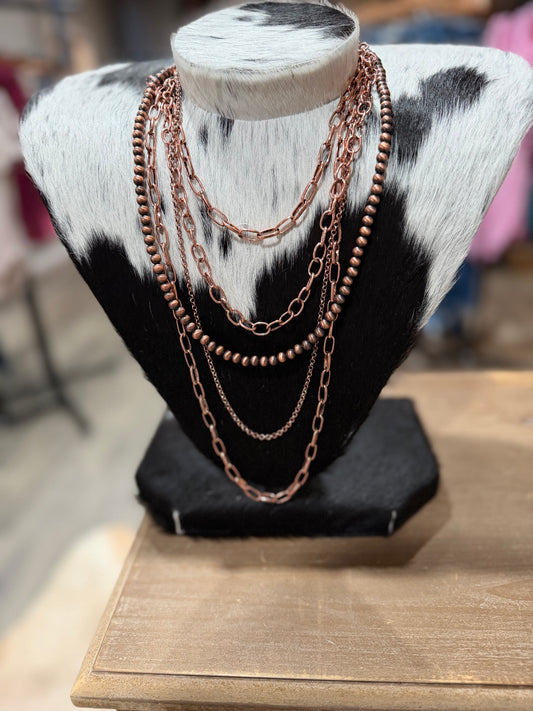 The Cheyenne 5 Layered Pearl and Chain Necklace