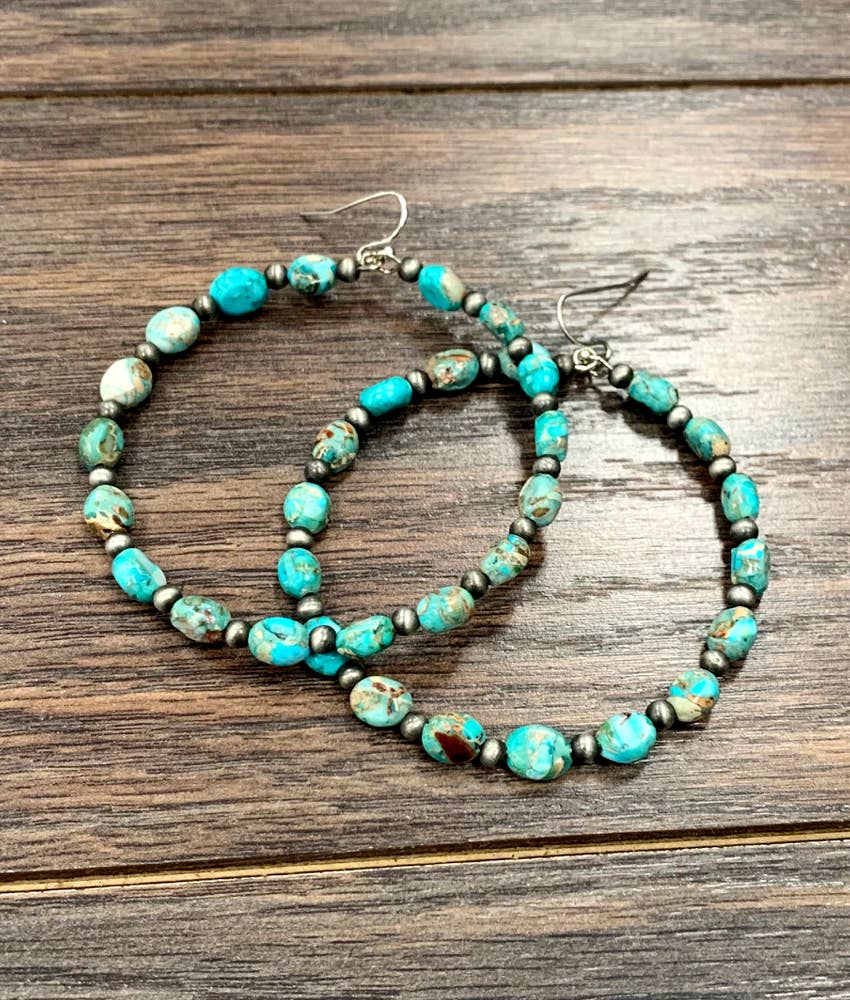 Faux Turquoise Hoop Earrings