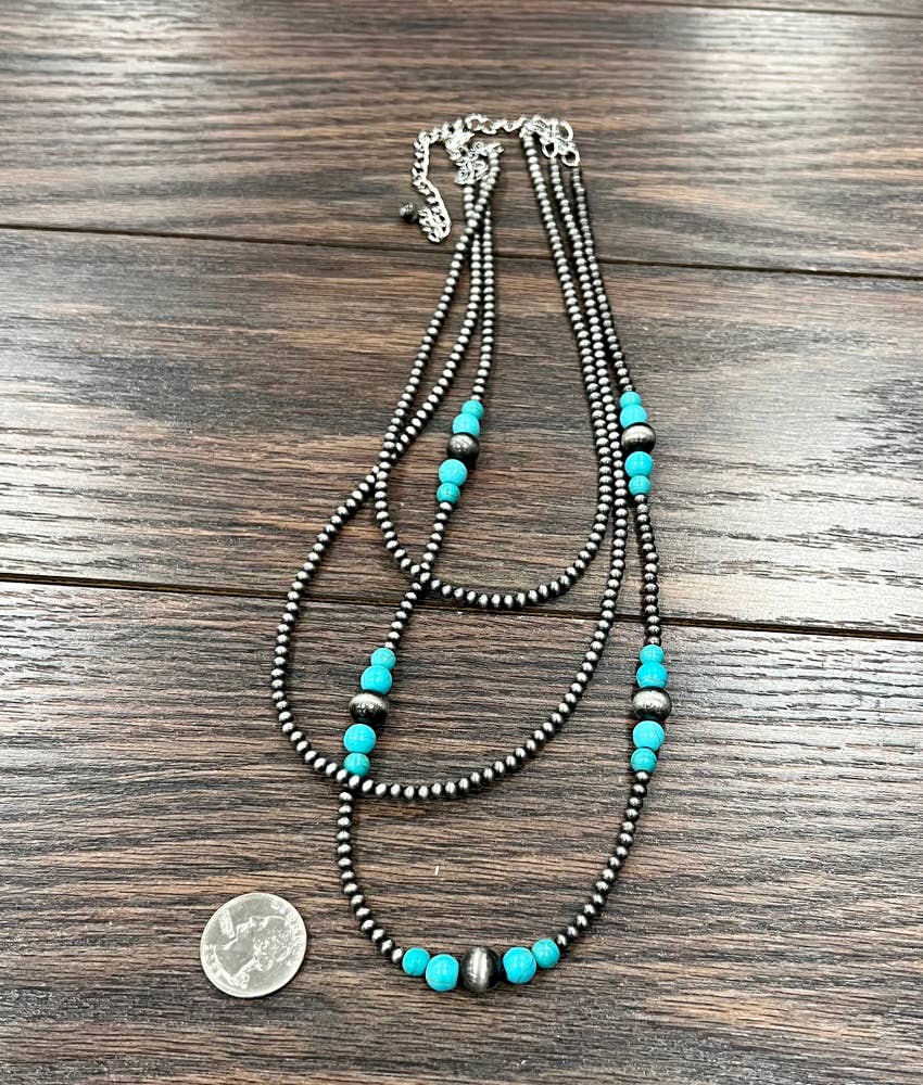 Red Rock Triple Stack Faux Necklace