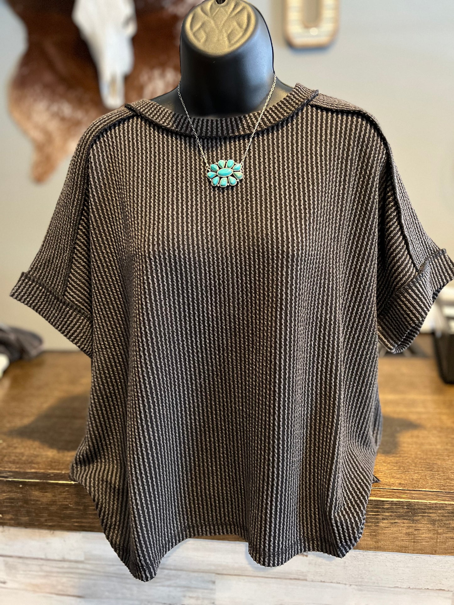 Charcoal Ribbed Top