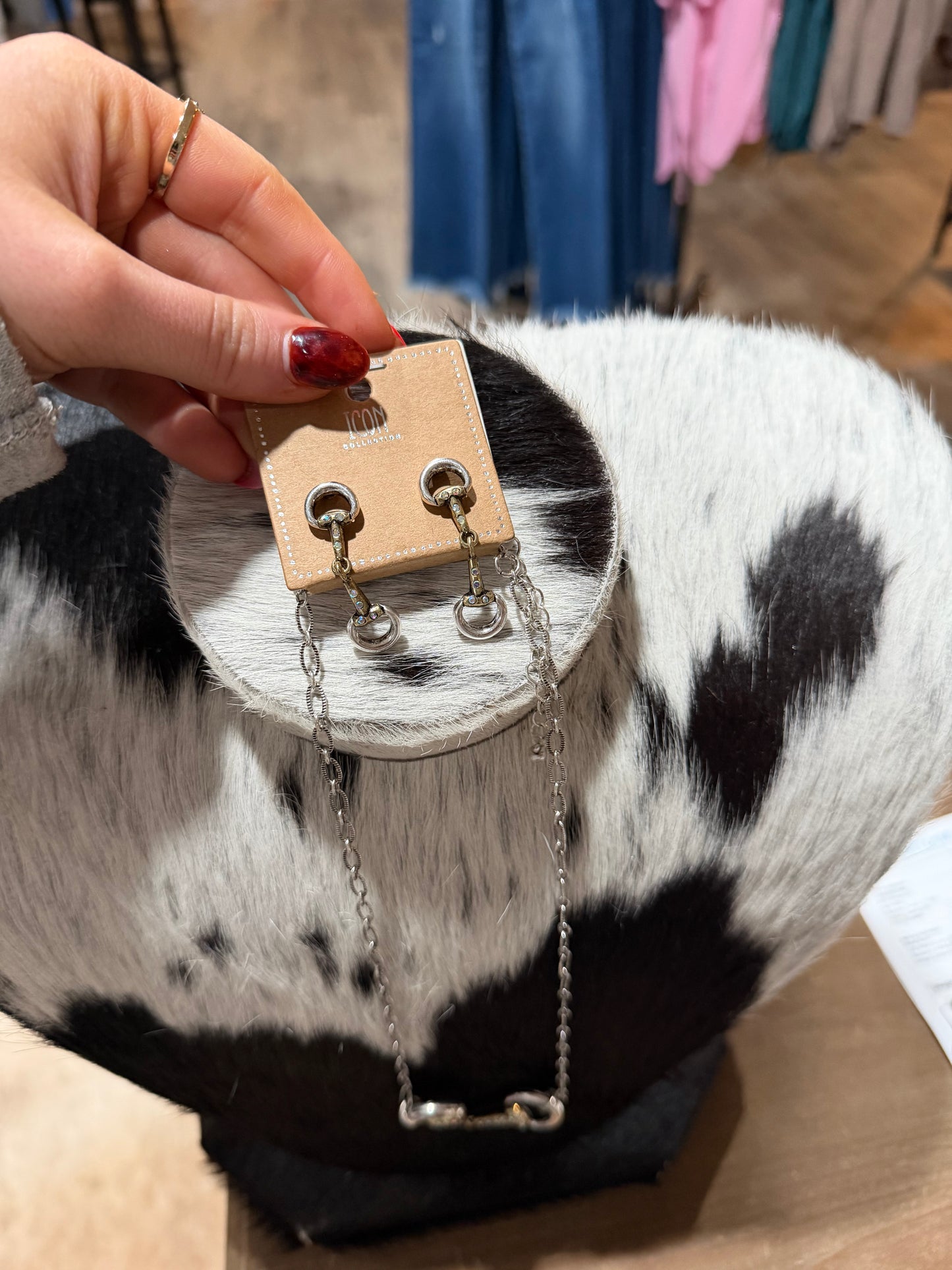 Horsebit Necklace and Earring Set