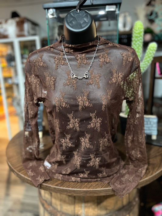 Chocolate Mesh Layering Top
