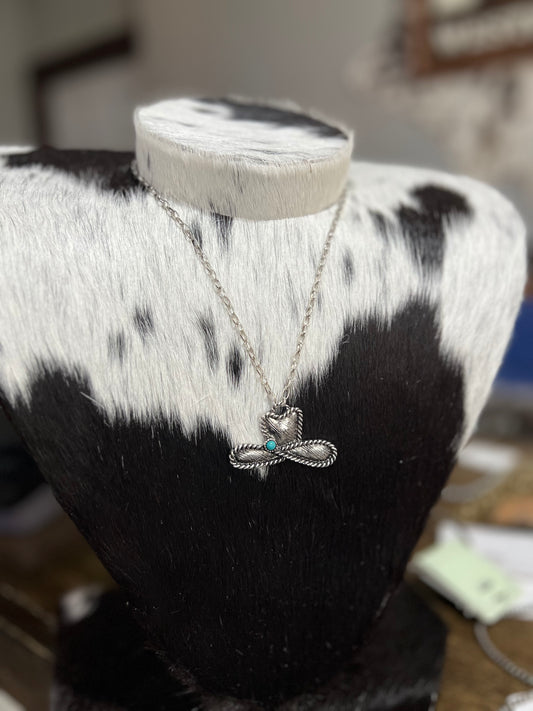 Faux Silver Cowboy Hat Necklace