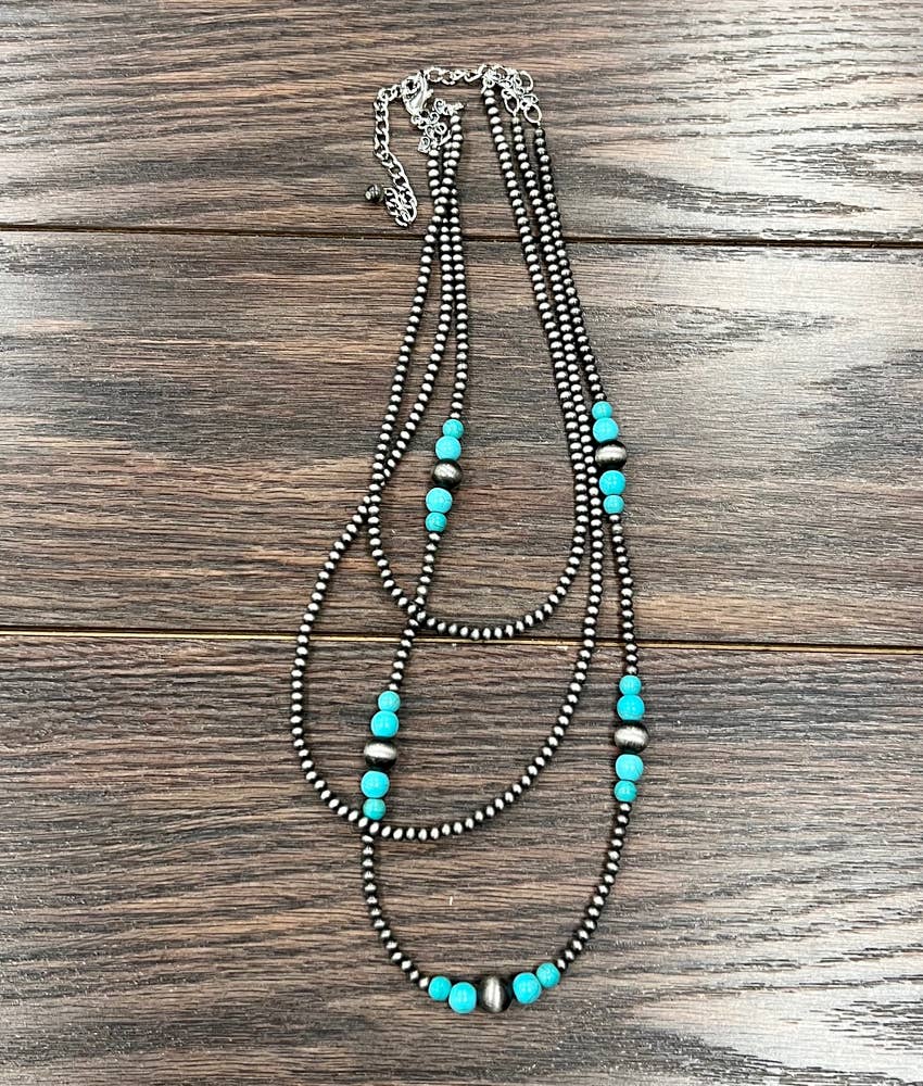 Red Rock Triple Stack Faux Necklace