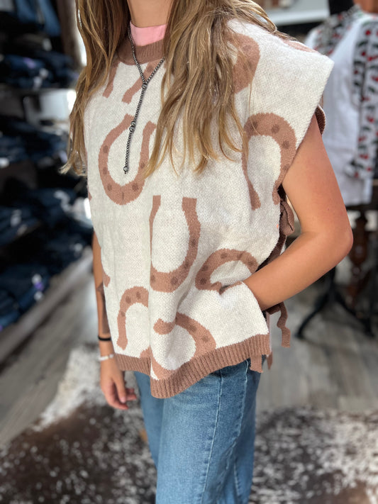 Horseshoe Bow Tie Sweater Vest