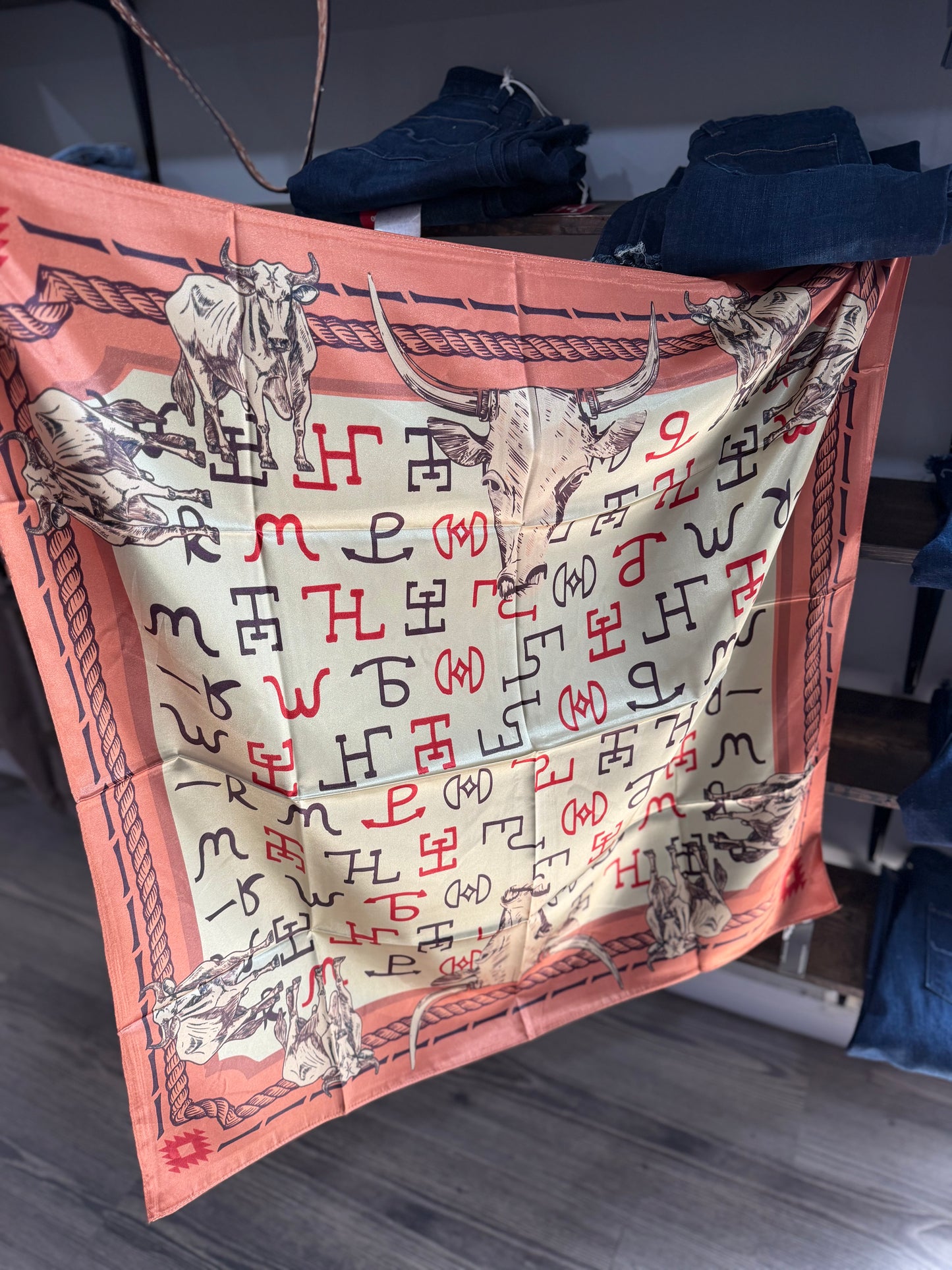 Beige Longhorn Wild Rag