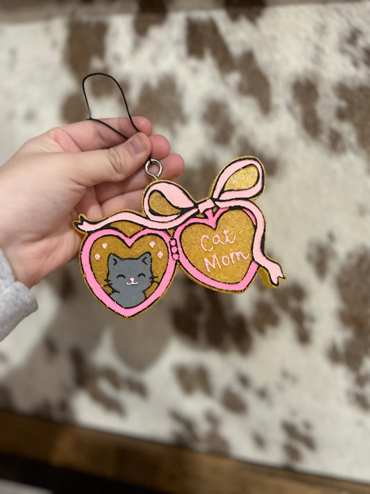 Cat Mom Locket Freshie- Pink Cotton