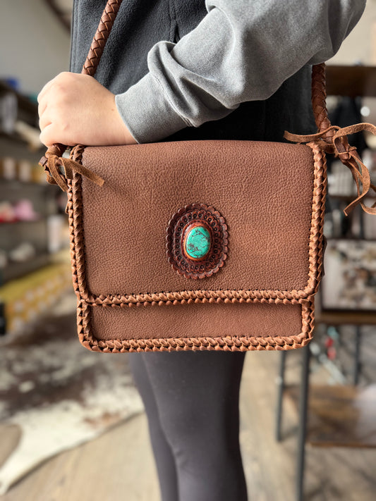 Turquoise Braided Crossbody
