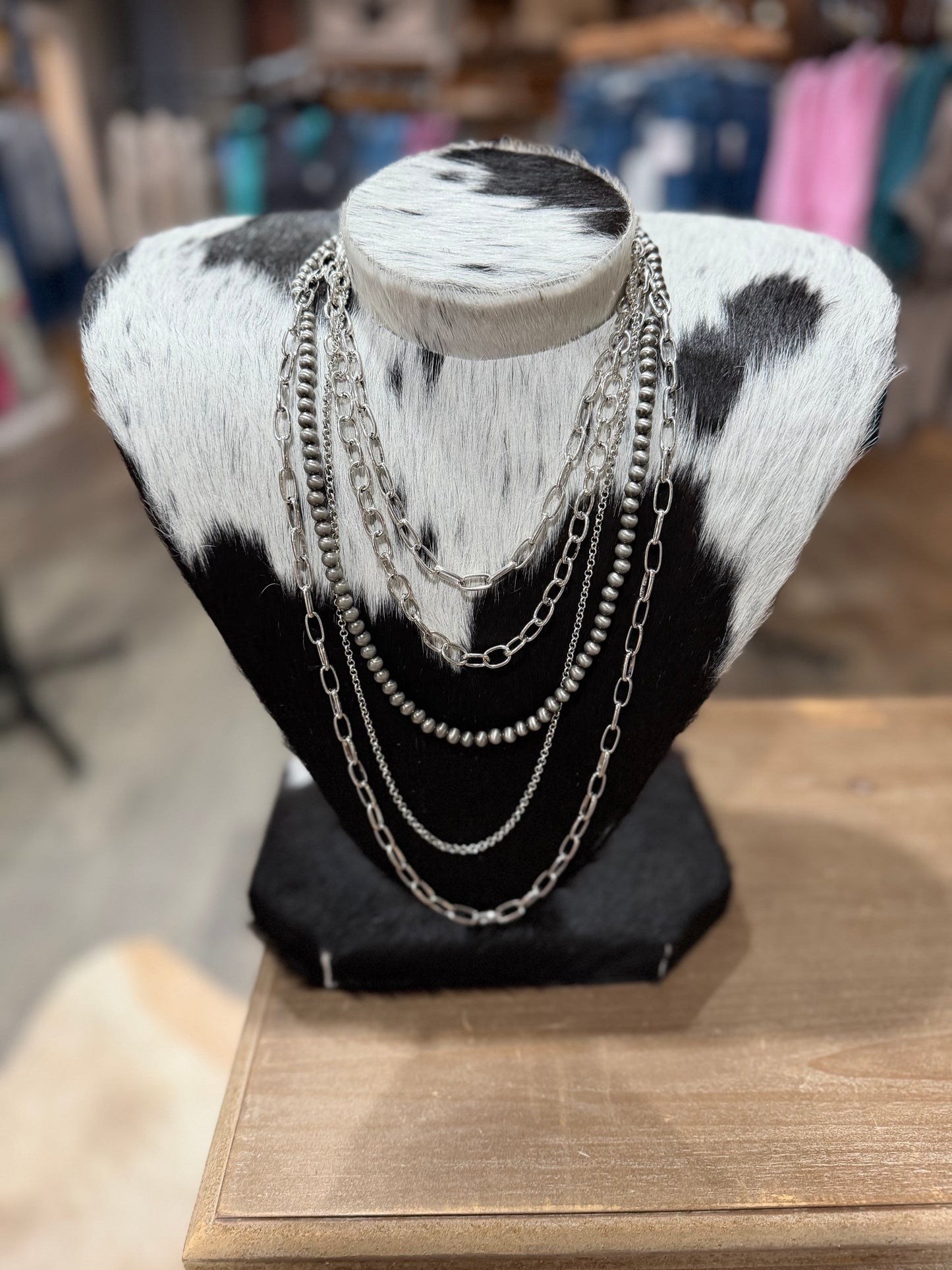 The Cheyenne 5 Layered Pearl and Chain Necklace
