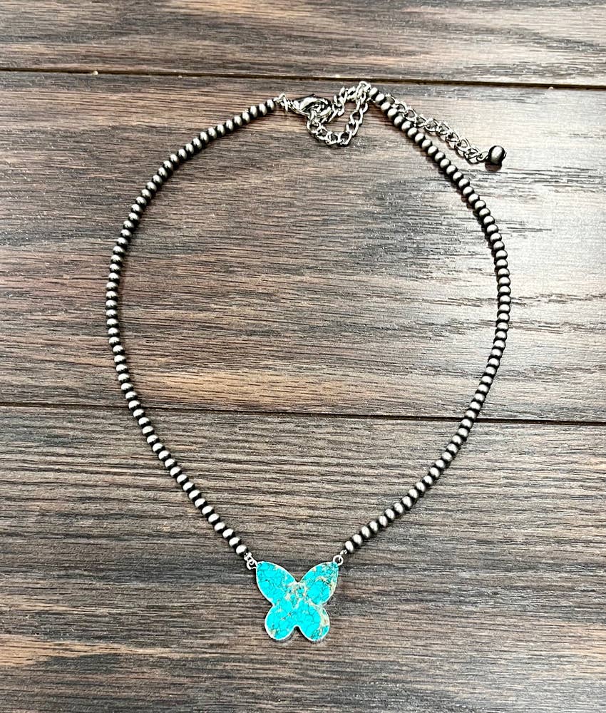 Turquoise Butterfly Faux Necklace