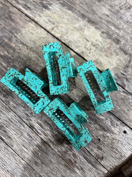 Turquoise Marble Hair Claw Clip