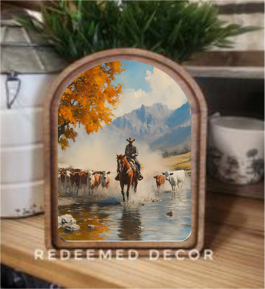 Arch Top Cowboy Creek Framed Art   : 8.25x11"
