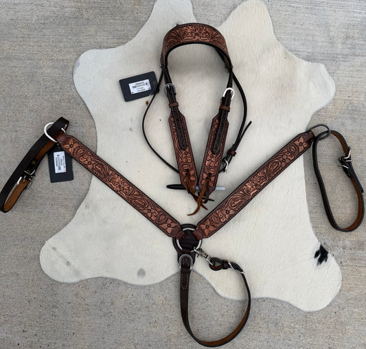 Chocolate Tooled Tack Set