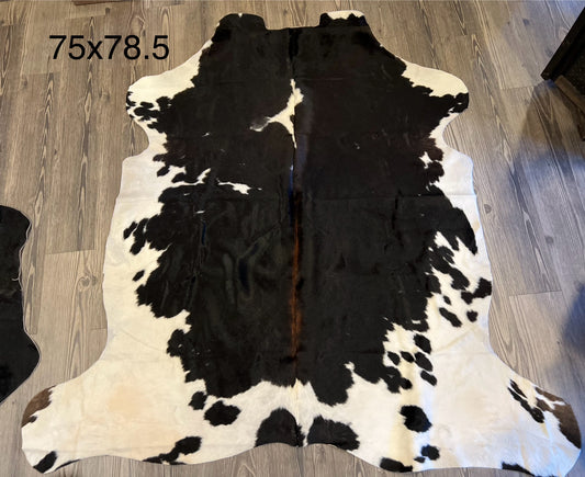 Red Stripe Tri-Color Cowhide Rug