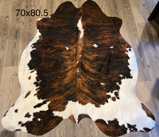 Tri-Color Tiger King Brindle Cowhide Rug