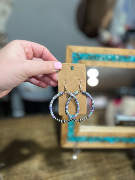 Sterling Silver Pearls and Purple Dolomite Heishi Earrings