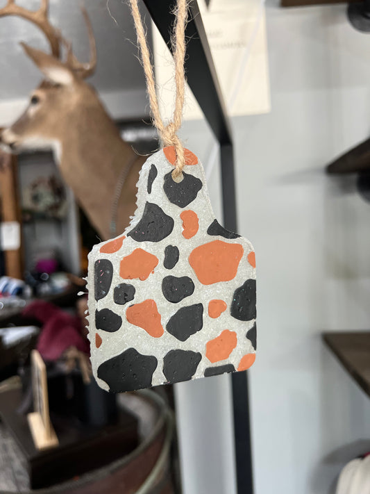 Suede & Lace Cow Tag Freshie