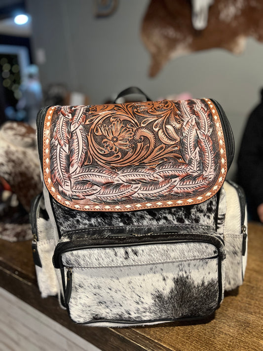 Feathers Tooled Backpack / Diaper Bag