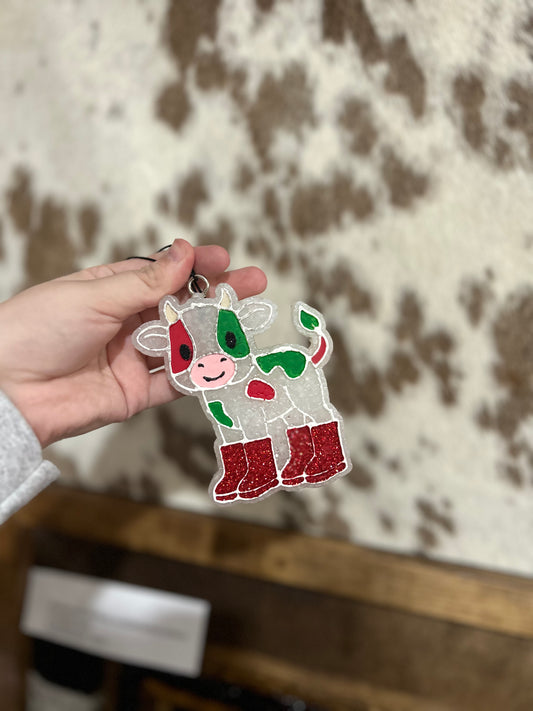 Christmas Cow Freshie- Pink Sugar