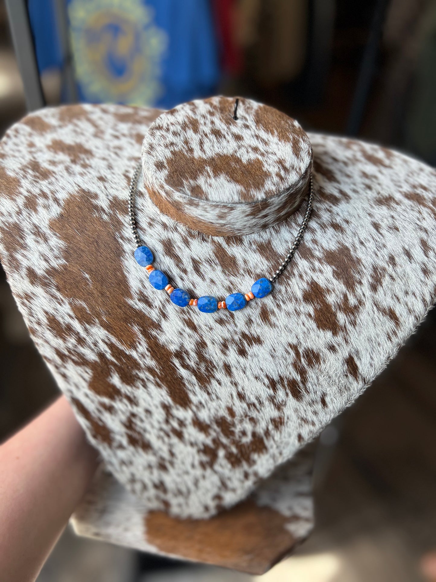 3MM Sterling Silver Pearl with Lapis & Spiny