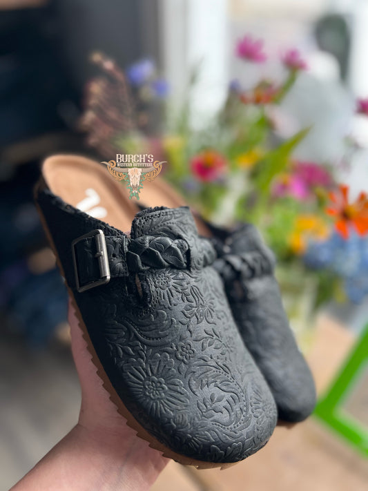 Iris Tooled Black Potato Shoes