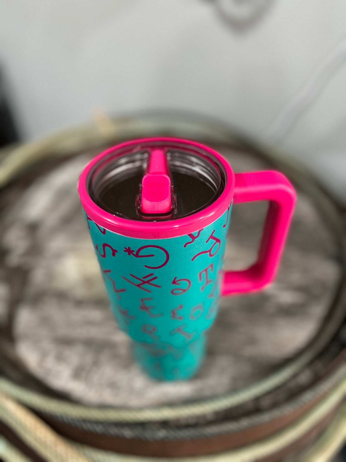 Neon Pink Branded 32OZ Tumbler
