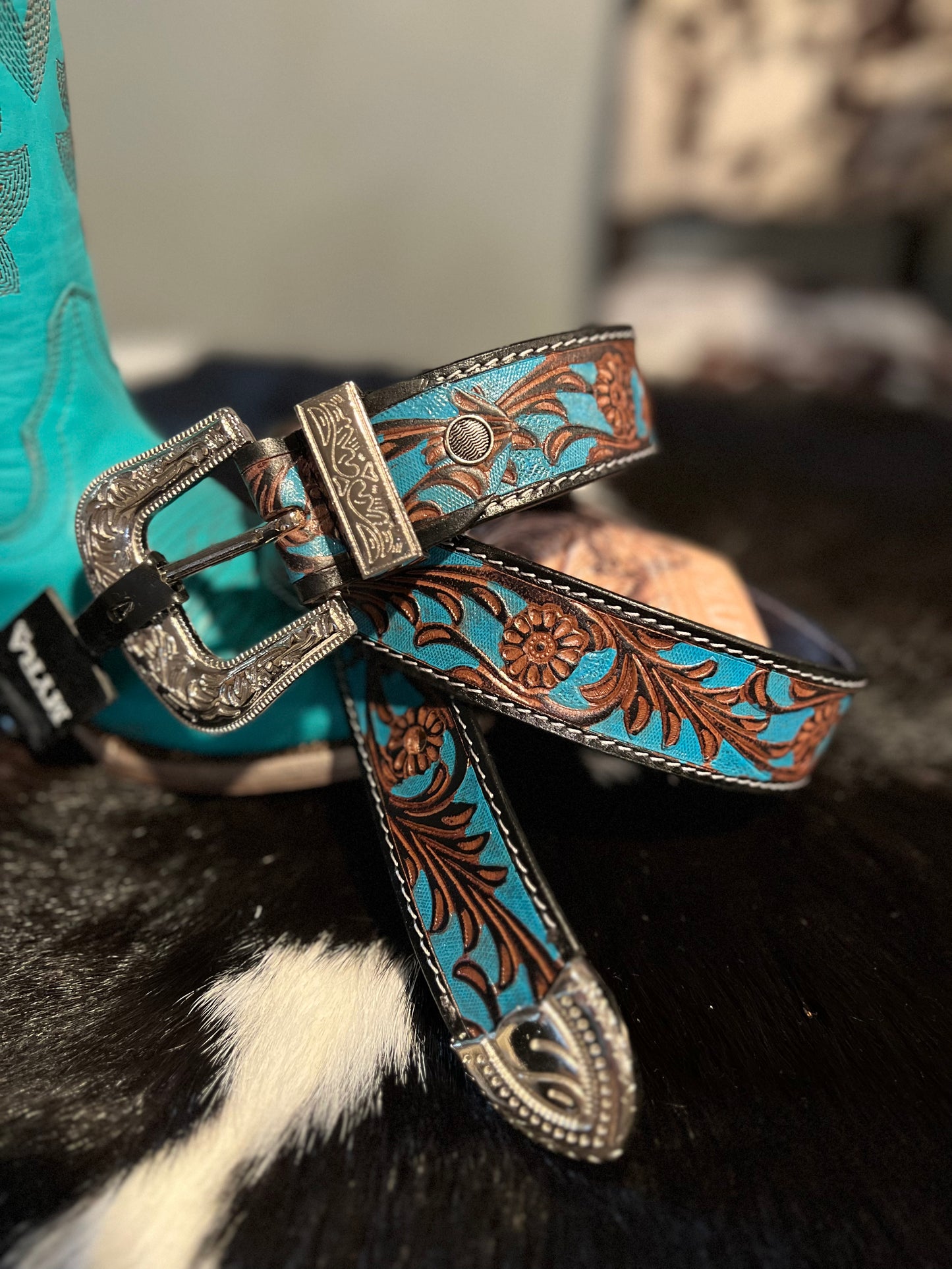 Turquoise Leather Belt