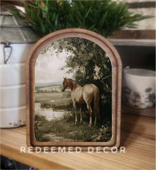 Arch Top Palomino Framed Art      : 8.25x11"