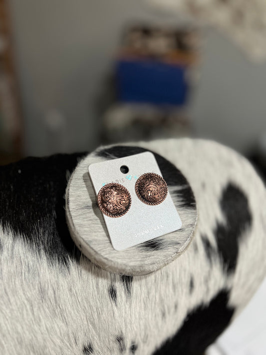 Faux Copper Circle Studs