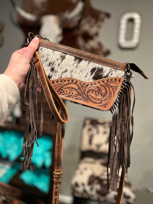 Cowhide Wristlet Crossbody