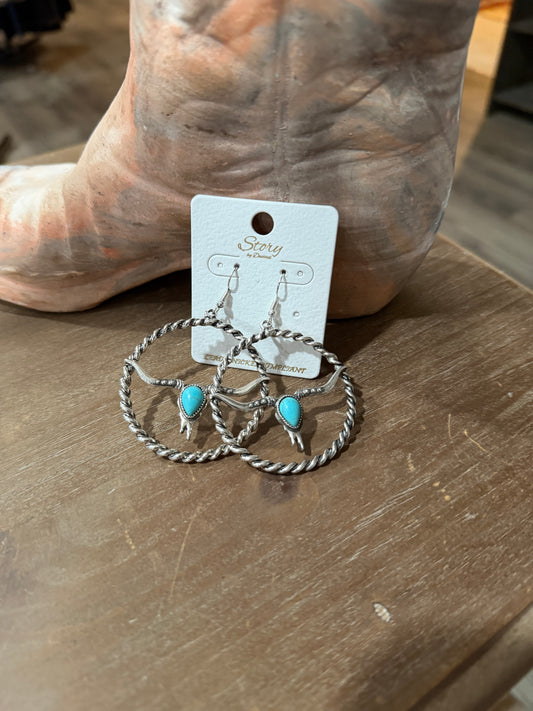 Steer Skull Dangle Earrings