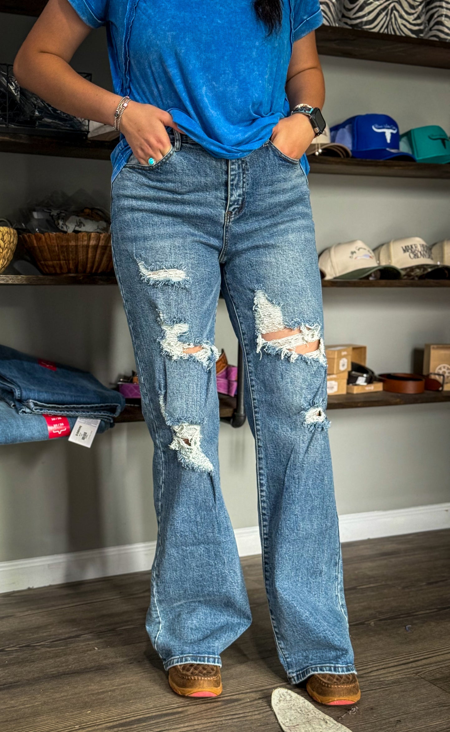 Tall Distressed Flares
